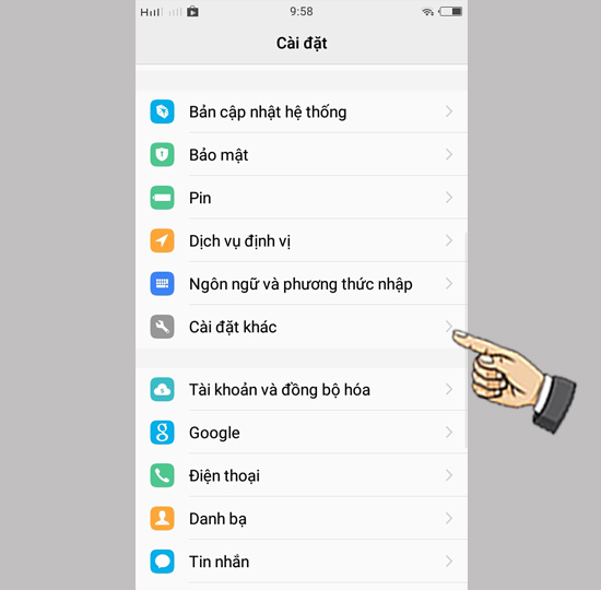 chọn Cài đặt khác